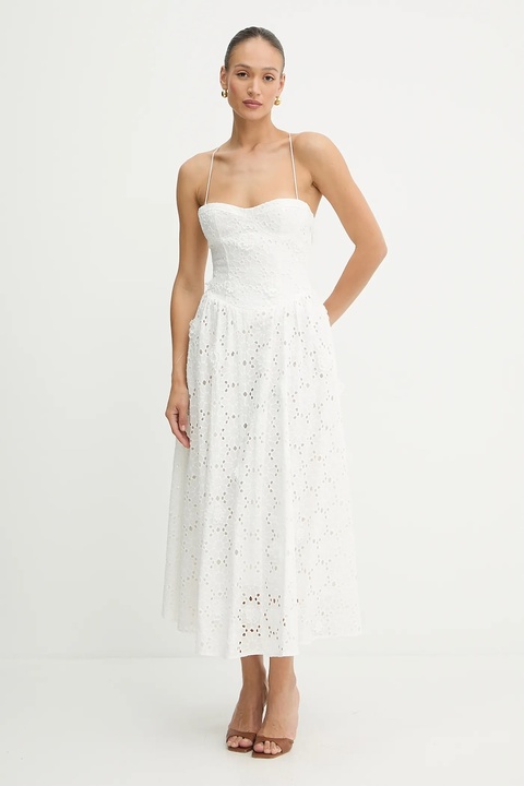 Bardot sukienka bawełniana kolor biały maxi rozkloszowana 59786DB2 - zdjęcie produktu nr 1