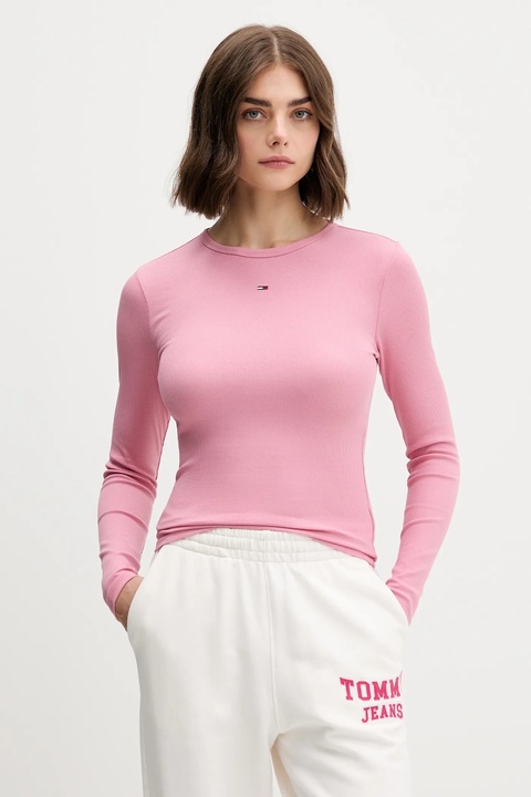 Tommy Jeans longsleeve damski kolor różowy DW0DW17387 - zdjęcie produktu nr 1