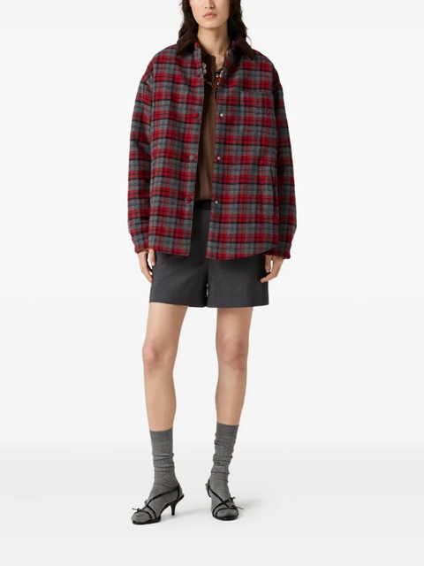 Miu Miu plaid-check down jacket - Red - zdjęcie produktu nr 1