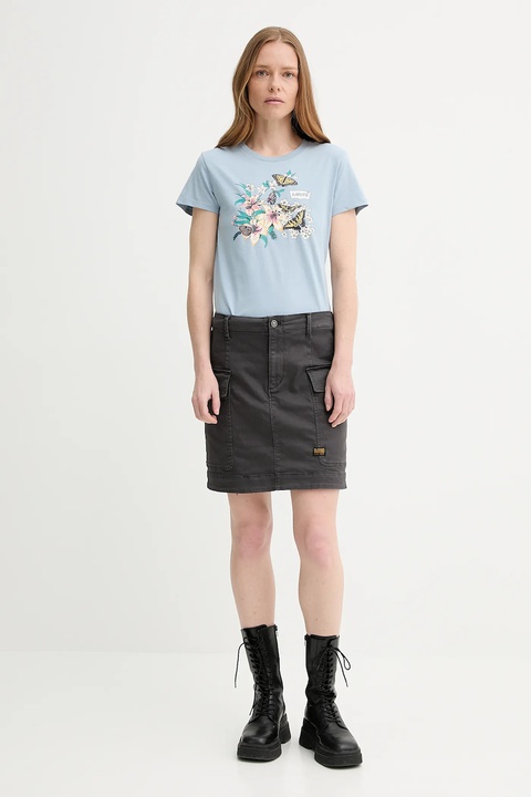 G-Star spódnica jeansowa kolor szary mini prosta D25235-C106 - zdjęcie produktu nr 2