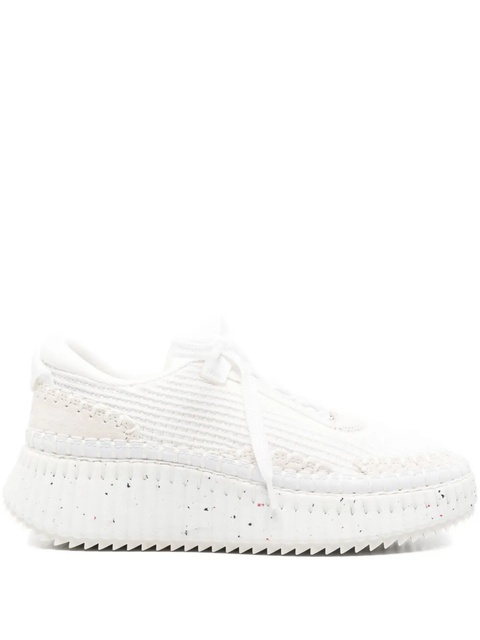Chloé 50mm Nama textured lace-up sneakers - White - zdjęcie produktu nr 1