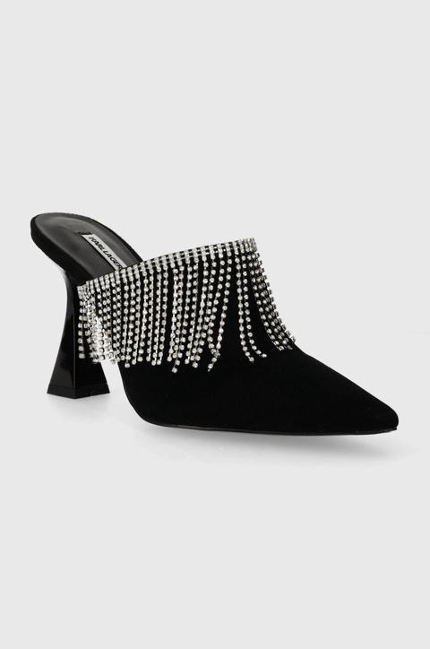 Karl Lagerfeld klapki zamszowe DEBUT II damskie kolor czarny na szpilce KL32004 - zdjęcie produktu nr 1