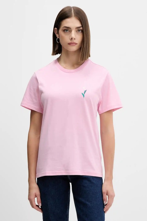 adidas t-shirt bawełniany House of Tiro damski kolor różowy JV8524 - zdjęcie produktu nr 1