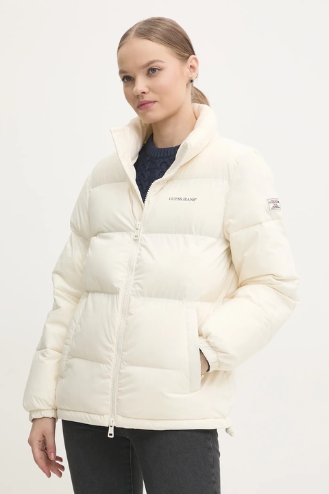 Guess Jeans kurtka damska kolor beżowy zimowa W4BL21 WGII2 - zdjęcie produktu nr 1