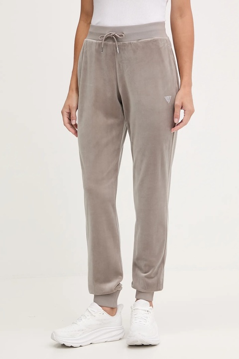 Guess spodnie dresowe welurowe COUTURE damskie kolor beżowy gładkie V3BB27 K0232 - zdjęcie produktu nr 1