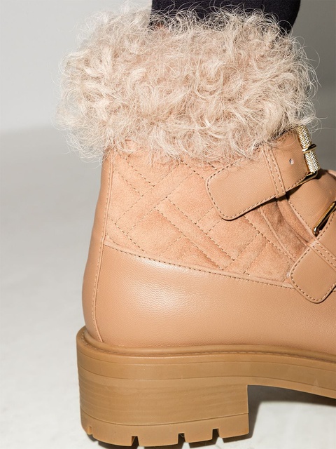 Aquazzura Ryan faux-fur buckle-strap boots - Neutrals - zdjęcie produktu nr 2