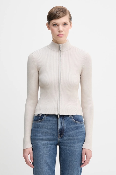 Calvin Klein Jeans kardigan damski kolor beżowy LV044D369G - zdjęcie produktu nr 1