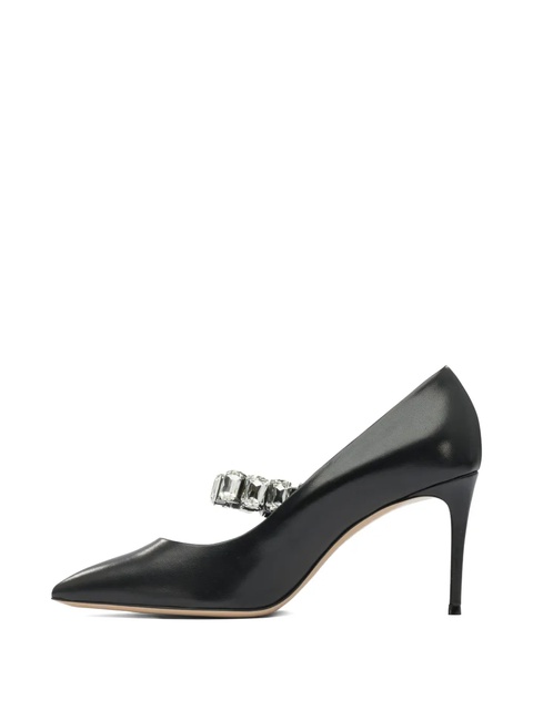 Casadei 100mm crystal-embellished pointed-toe pumps - Black - zdjęcie produktu nr 2