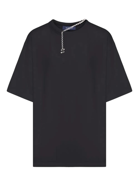Sportmax chain-detail cotton T-shirt - Black - zdjęcie produktu nr 1