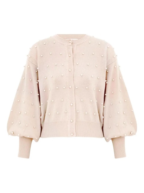 ZIMMERMANN pearl-embellished balloon-sleeve cardigan - White - zdjęcie produktu nr 1