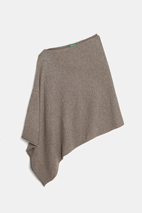 United Colors of Benetton poncho z domieszką wełny kolor brązowy 1235DU01A - zdjęcie produktu nr 1
