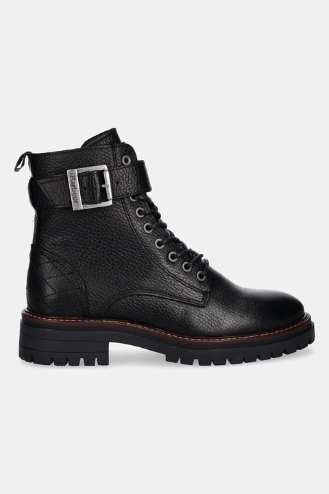 Barbour botki skórzane Heidi damskie kolor czarny na płaskim obcasie LFO0637BK51 - zdjęcie produktu nr 2