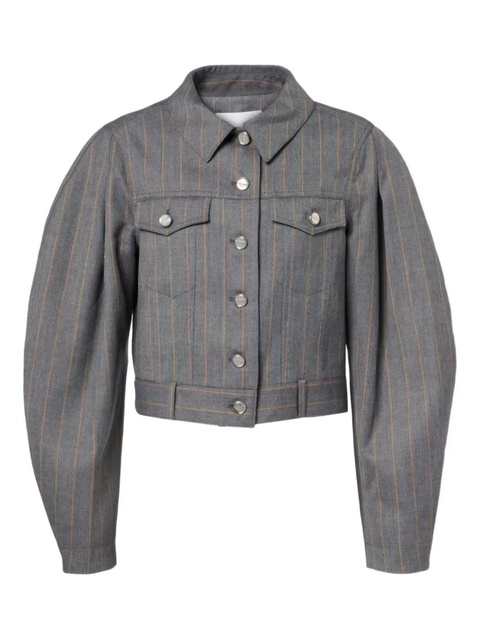 GANNI pinstripe balloon-sleeves jacket - Grey - zdjęcie produktu nr 1