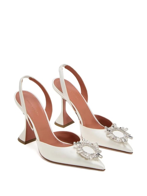 Amina Muaddi 95mm crystal-embellished slingback pumps - White - zdjęcie produktu nr 2
