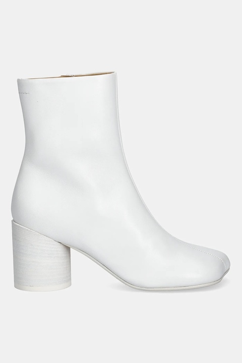 MM6 Maison Margiela botki skórzane damskie kolor biały na słupku S59WU0235.P3628.T1003 - zdjęcie produktu nr 2
