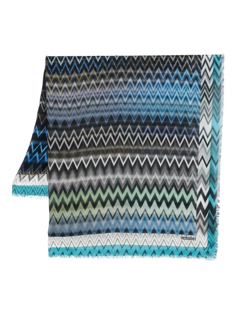 Missoni zigzag frayed-edge scarf - Blue - zdjęcie produktu nr 1