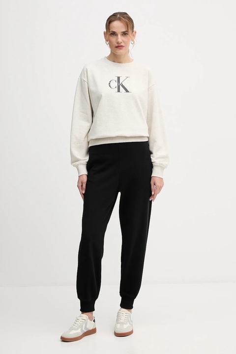 Calvin Klein Jeans bluza damska kolor beżowy z nadrukiem LV047B234G - zdjęcie produktu nr 2
