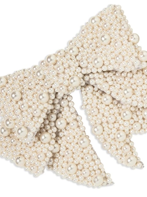 Jennifer Behr Bianca pearl embellished bow barrette - Neutrals - zdjęcie produktu nr 2