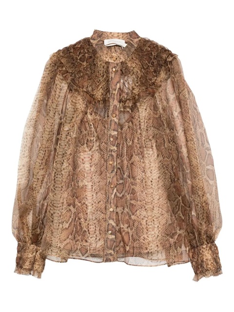 ZIMMERMANN ruffle-trimmed silk shirt - Brown - zdjęcie produktu nr 1