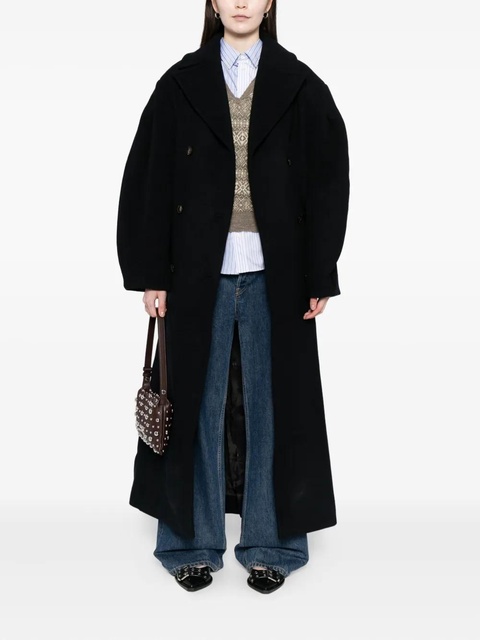 GANNI oversized long peacoat - Black - zdjęcie produktu nr 1