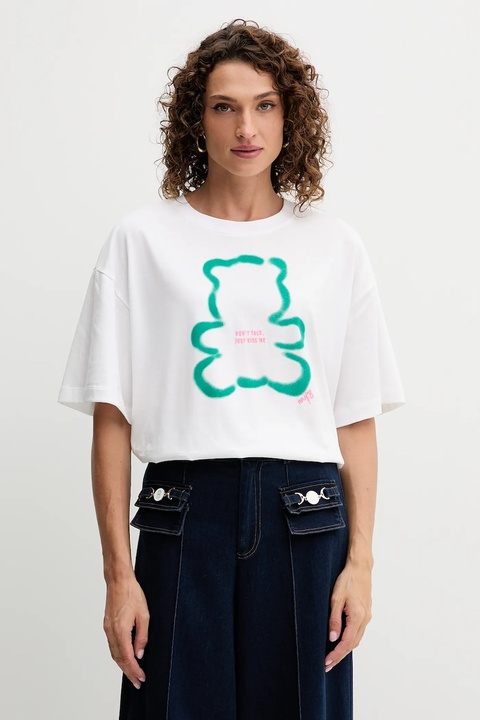 Twinset t-shirt bawełniany damski kolor biały 252AQ2120 - zdjęcie produktu nr 1