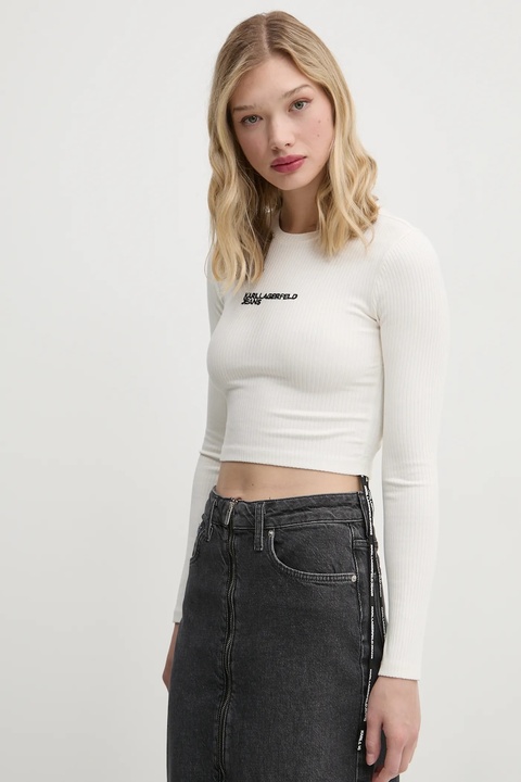Karl Lagerfeld Jeans longsleeve damski kolor beżowy A1W17037 - zdjęcie produktu nr 1
