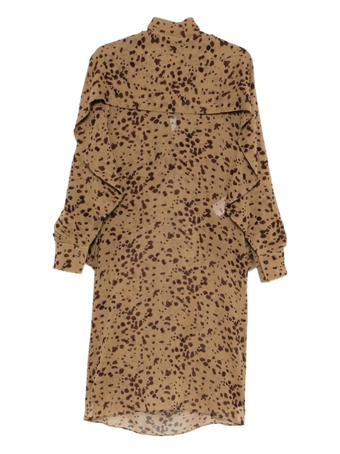Ferragamo ruffled printed midi dress - Brown - zdjęcie produktu nr 1