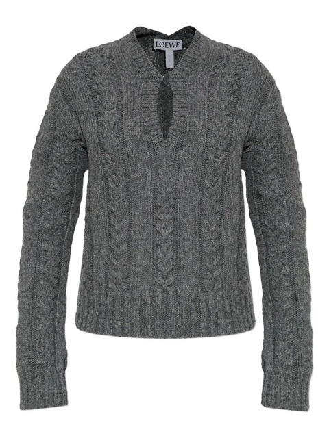 LOEWE cable-knit keyhole knitwear - Grey - zdjęcie produktu nr 1