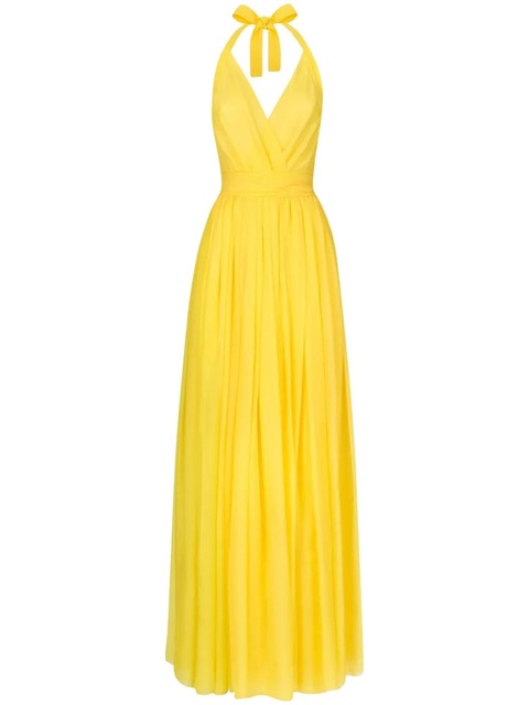 Dolce & Gabbana pleated halterneck silk maxi dress - Yellow - zdjęcie produktu nr 1