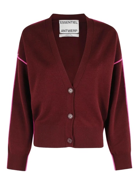 Essentiel Antwerp contrast-trim cardigan - Red - zdjęcie produktu nr 1