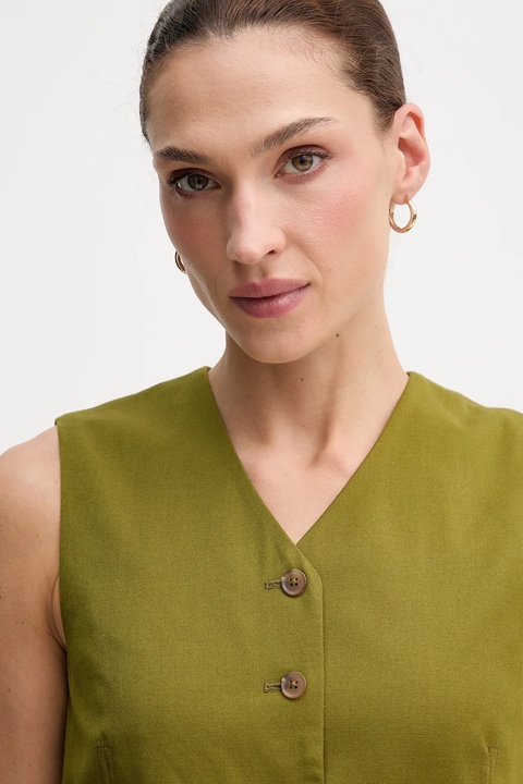 United Colors of Benetton kamizelka kolor zielony jednorzędowa 2YVXDJ011 - zdjęcie produktu nr 2