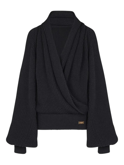 Balmain ribbed-knit hoodie - Black - zdjęcie produktu nr 1
