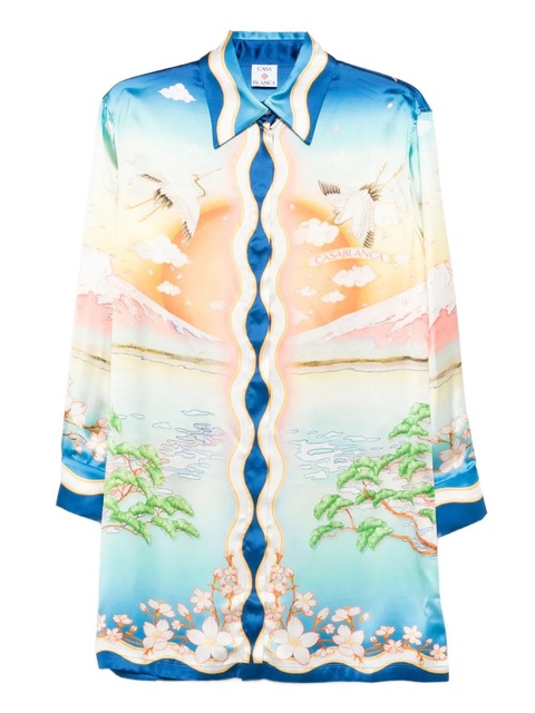 Casablanca crane-print midi dress - Blue - zdjęcie produktu nr 1
