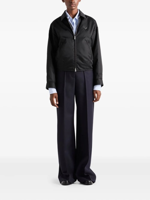 Prada triangle-logo shirt-collar shirt jacket - Black - zdjęcie produktu nr 1