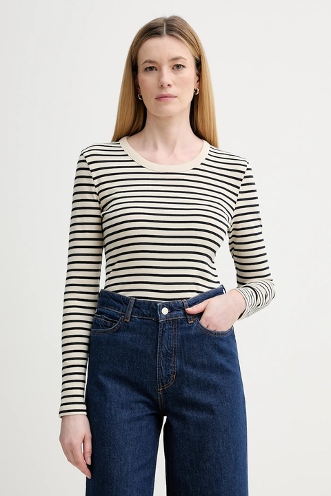 Marc O'Polo longsleeve bawełniany kolor beżowy 600207452011 - zdjęcie produktu nr 1