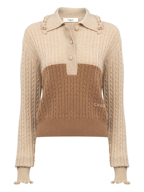 Chloé cable-knit two-tone sweater - Brown - zdjęcie produktu nr 1
