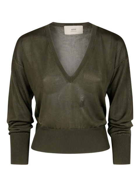 AMI Paris V-neck jumper - Green - zdjęcie produktu nr 1