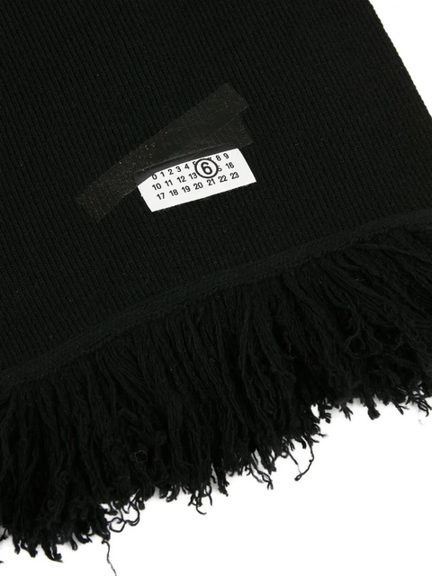 MM6 Maison Margiela ribbed fringed scarf - Black - zdjęcie produktu nr 1