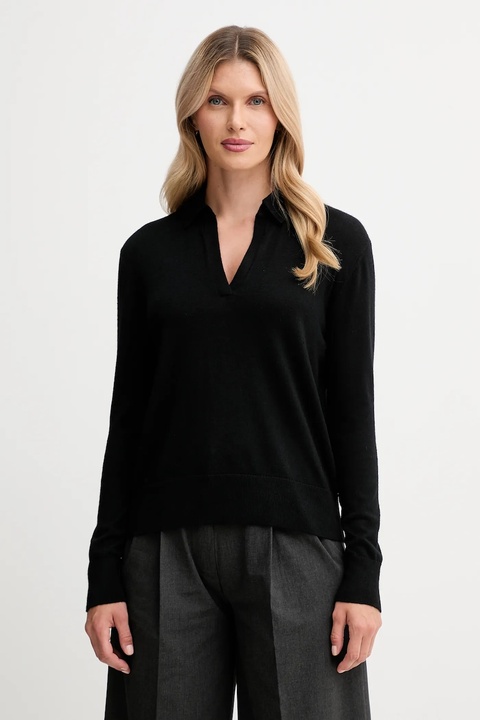 Calvin Klein sweter z dodatkiem wełny damski kolor czarny lekki LV044A305G - zdjęcie produktu nr 1