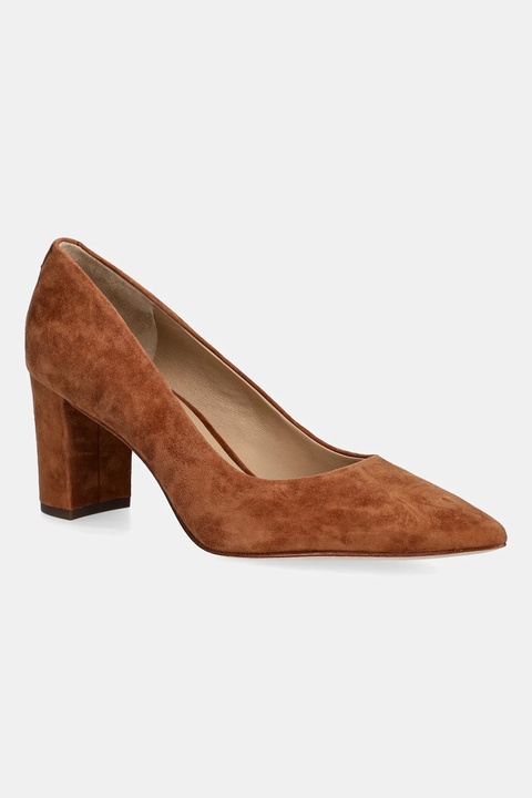 Lauren Ralph Lauren czółenka zamszowe Lanette Blkh kolor brązowy na słupku 802967743002 - zdjęcie produktu nr 1