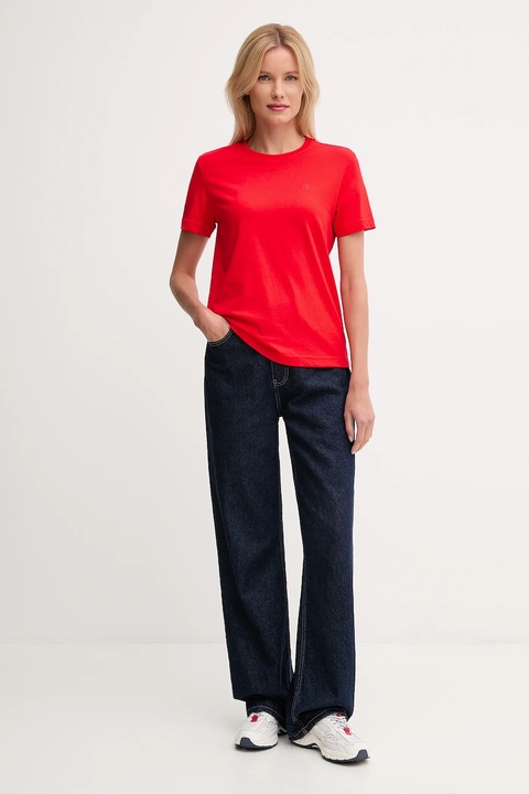 Calvin Klein Jeans t-shirt bawełniany damski kolor czerwony LV047B224G - zdjęcie produktu nr 2