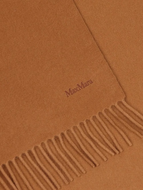 Max Mara fringed embroidered-logo scarf - Brown - zdjęcie produktu nr 2