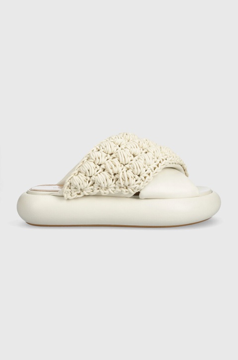JW Anderson klapki Crochet Twister damskie kolor beżowy na platformie ANW42027A - zdjęcie produktu nr 1