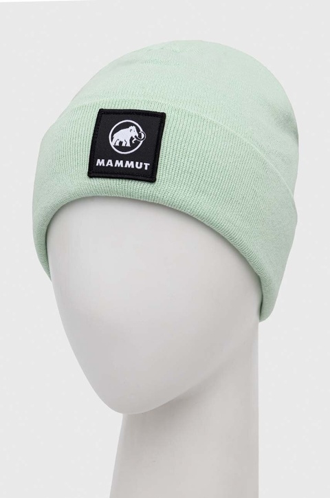 Mammut czapka Fedoz kolor zielony z cienkiej dzianiny - zdjęcie produktu nr 2