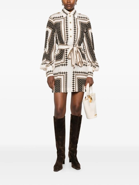 ZIMMERMANN geometric-print belted mini dress - White - zdjęcie produktu nr 2