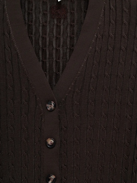 LOEWE cable-knit buttoned cardigan - Brown - zdjęcie produktu nr 2