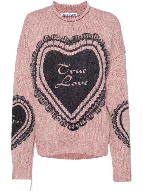 Acne Studios heart-print chunky-knit jumper - Pink - zdjęcie produktu nr 1
