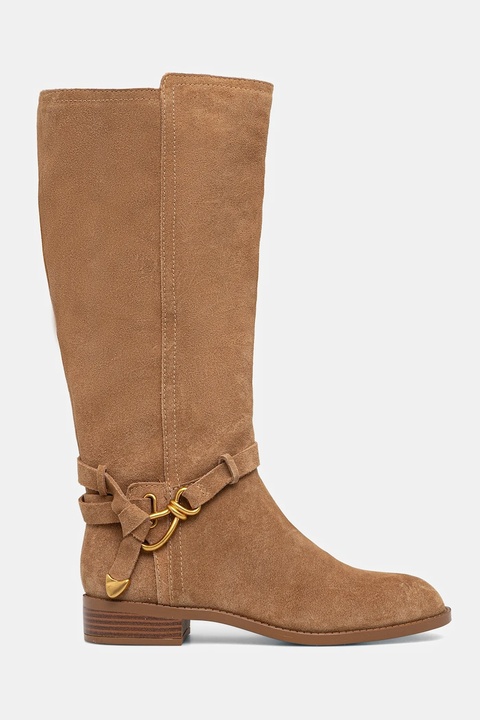 Steve Madden kozaki zamszowe Xtreme damskie kolor brązowy na płaskim obcasie 11005013 - zdjęcie produktu nr 1