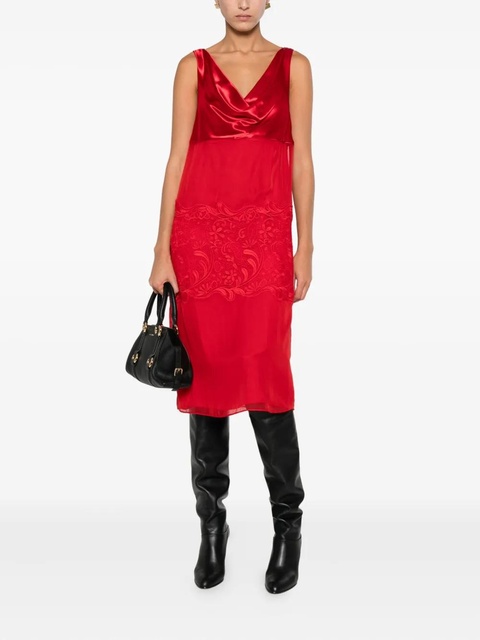 Ferragamo cowl-neck lace-insert dress - Red - zdjęcie produktu nr 2