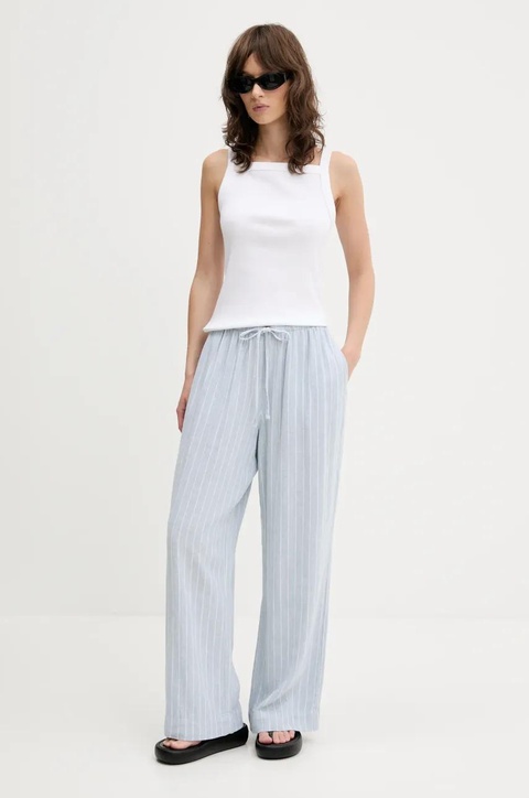 Abercrombie & Fitch spodnie lniane damskie kolor niebieski szerokie high waist KI156-5205 - zdjęcie produktu nr 2